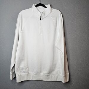 Tesla Mens Large Pullover Quarter 1/4 Zip Sweatshirt‎ White